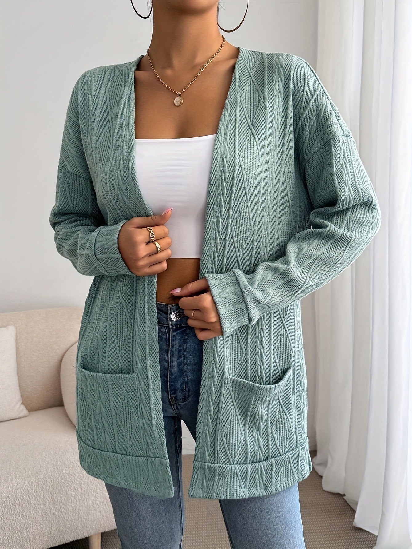 Cardigan pour femme à motifs géométriques avec poches plaquées, par berg-feldt