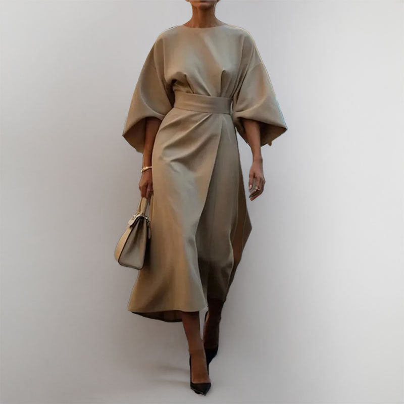 Robe longue Berg-Feldt pour femme avec manches spectaculaires et ceinture à la taille
