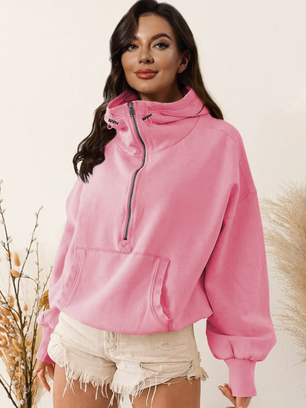 Sweat à capuche décontracté mi-zippé Femme Berg-Feldt