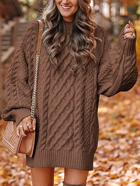 Women's chunky knit sweater with voluminous sleeves and decorative cable pattern Berg-Feldt