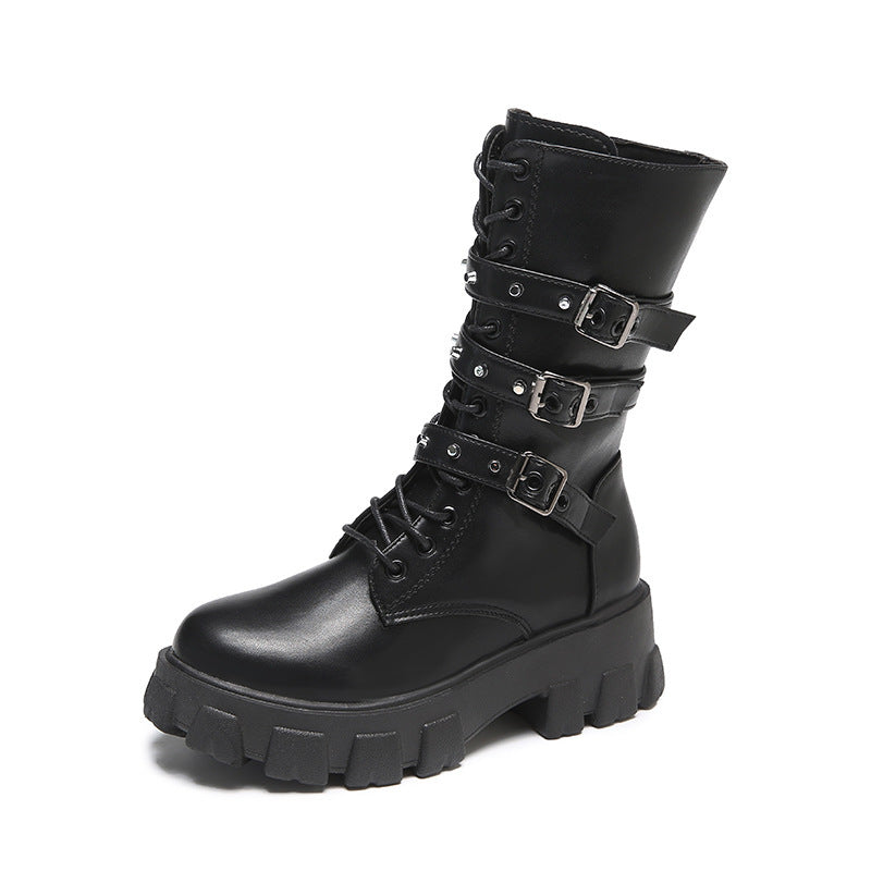 Bottes montantes à lacets pour femme avec brides ajustables et semelle robuste par berg-feldt