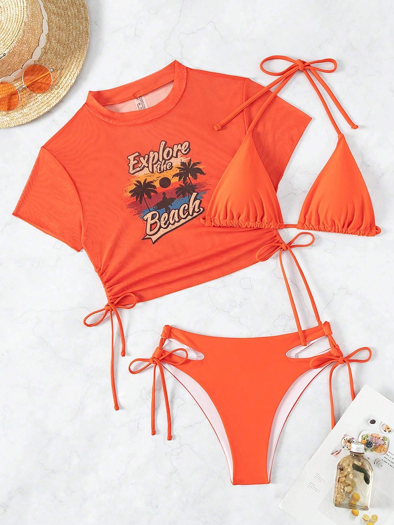 Ensemble de bikini Berg-Feldt pour femme, coupe haute, découpes, haut court
