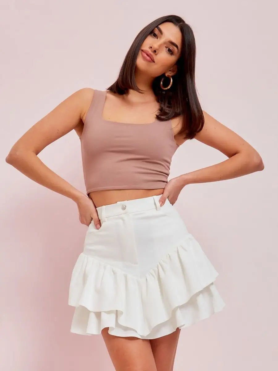 Jeansrock für Damen mit Rüschen und hohem Bund von berg-feldt