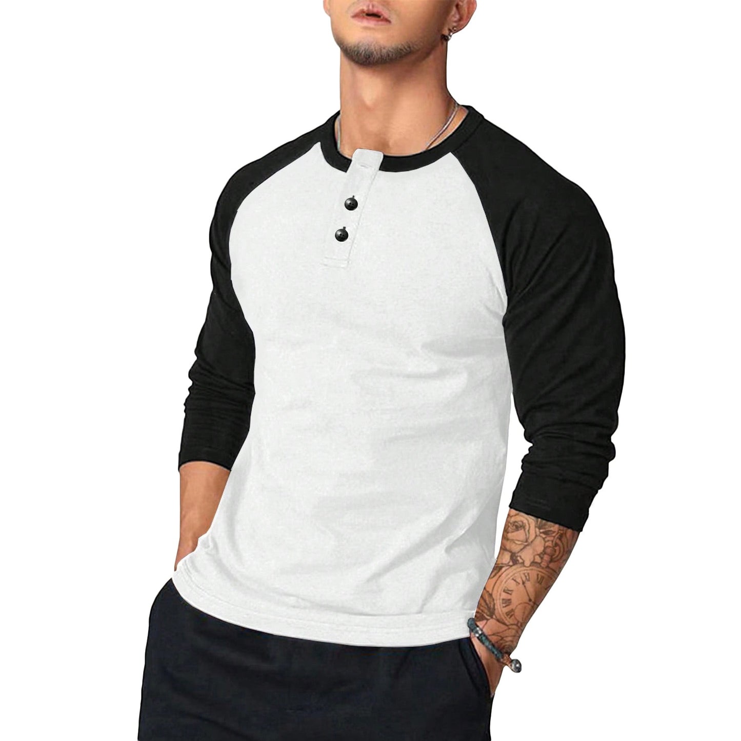 Henley à manches longues pour homme, avec manches contrastantes Berg-Feldt