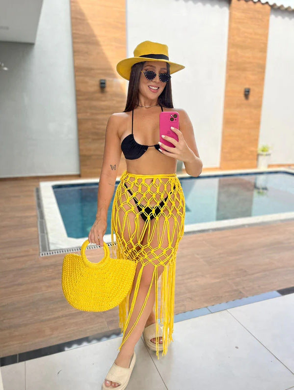 Jupe de plage pour femme en maille avec franges de berg-feldt