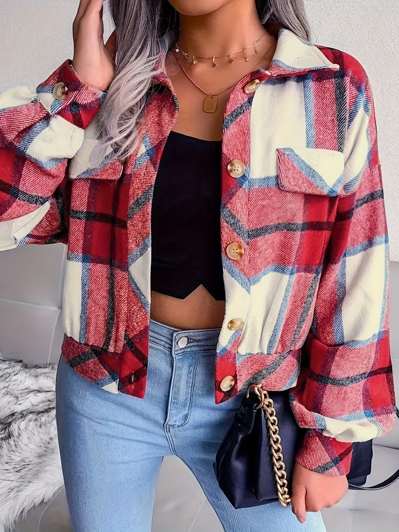Chemise-veste à carreaux pour femme Berg-Feldt