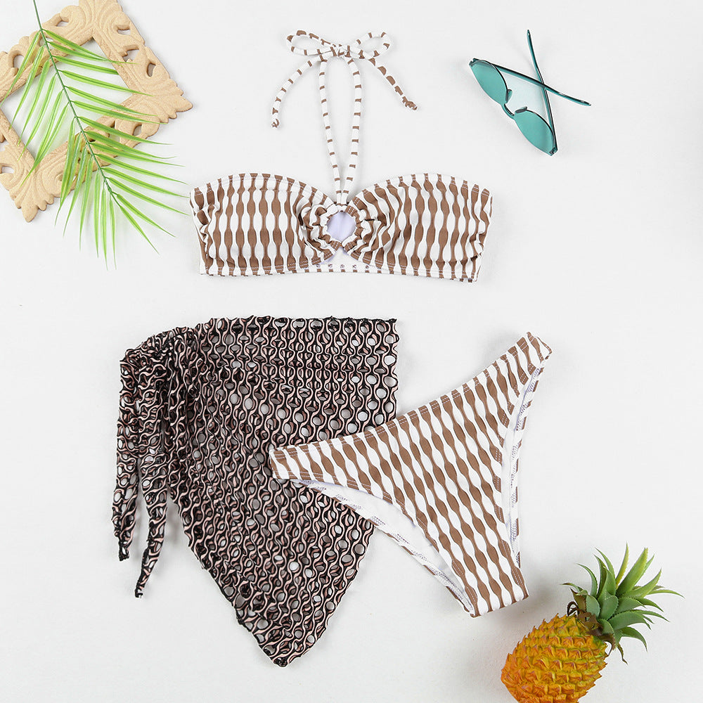 Berg-Feldt Bikini Deux Pièces Femme avec Culotte Taille Haute et Cache-Maillot Assorti