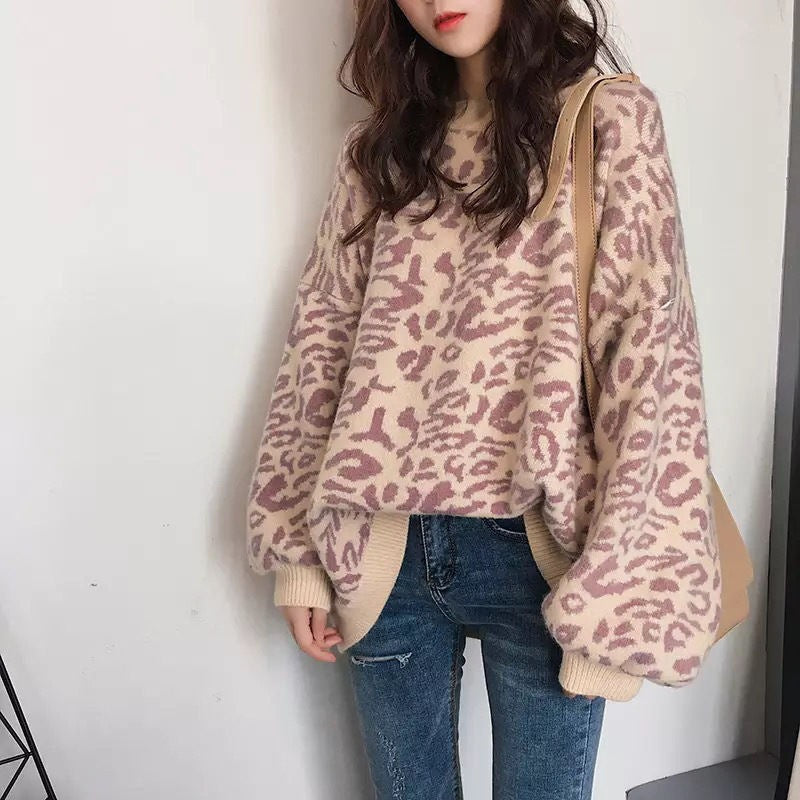 Pull tricoté oversize léopard en matière douce pour femme Berg-Feldt