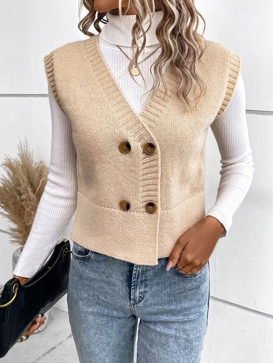 Cardigan en maille double boutonnage avec col en V élégant Berg-Feldt