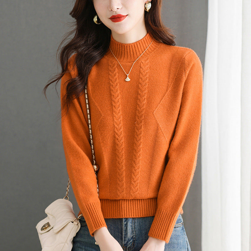 Pull en grosse maille pour femme, élégant, avec torsades et col montant Berg-Feldt