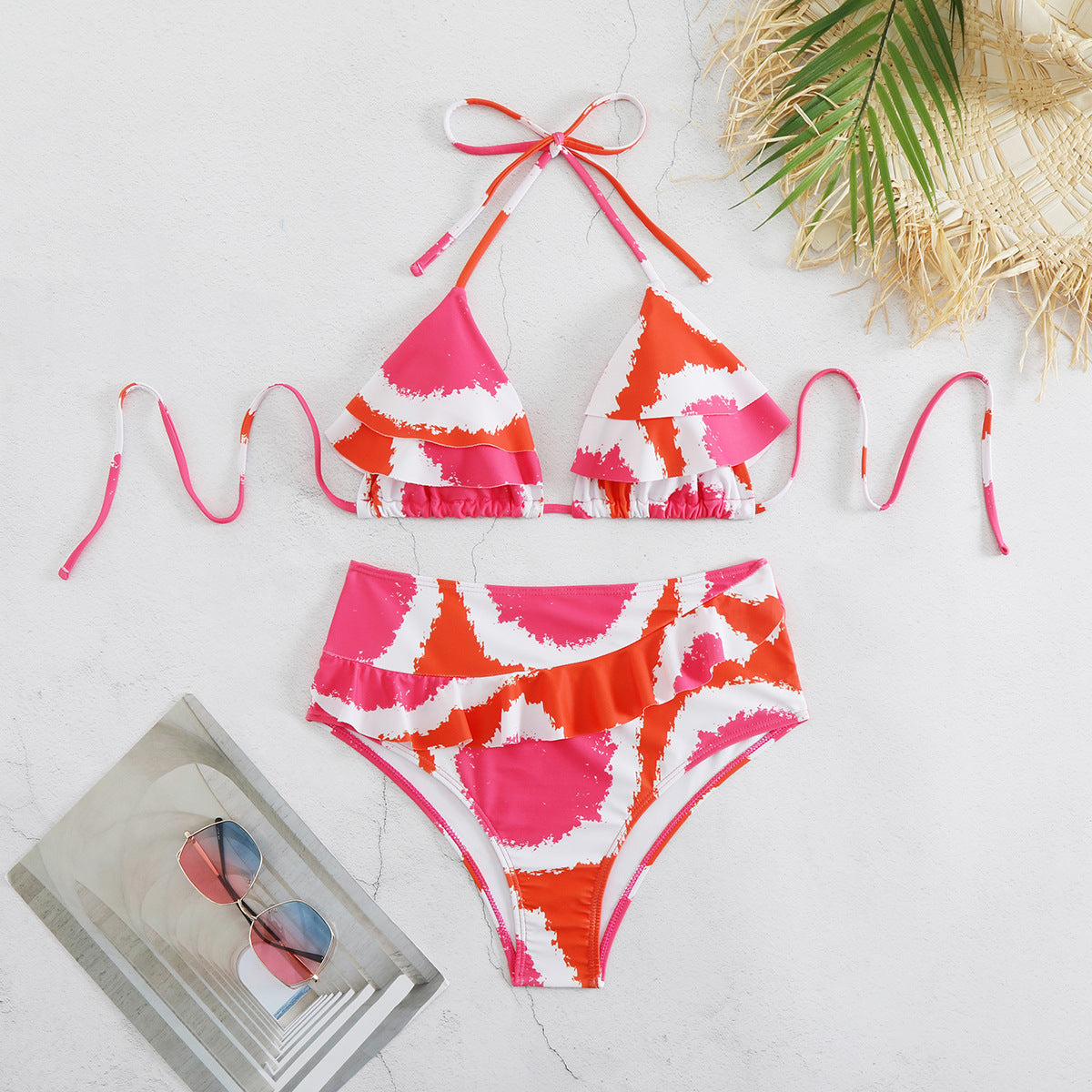 Haut de bikini confortable pour femme à volants et taille haute de berg-feldt