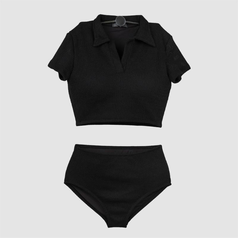 Hochgeschnittenes Bikini-Set für Damen von berg-feldt mit poloartigem Oberteil