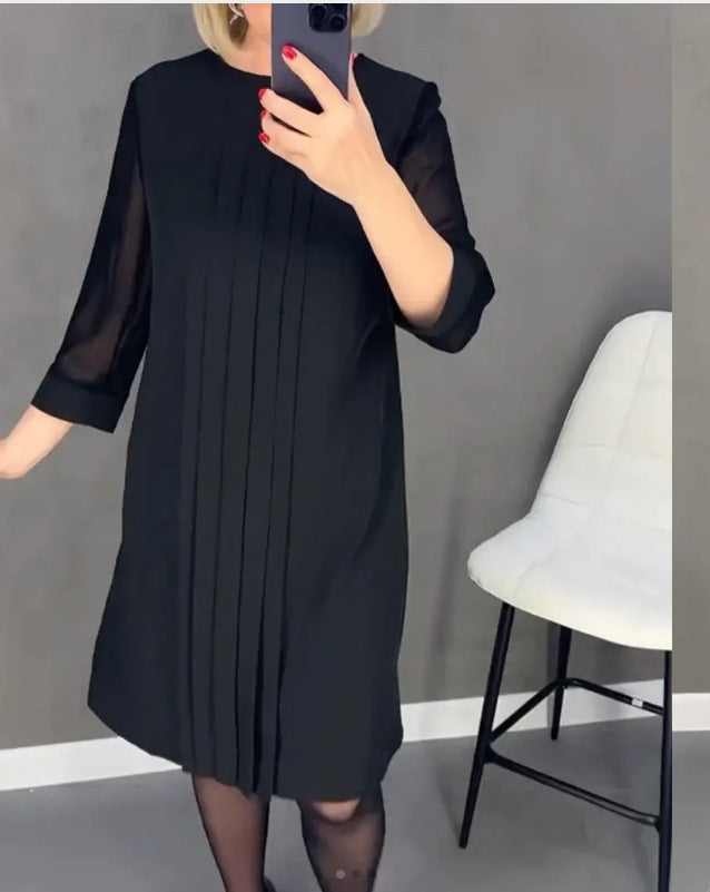 Elegantes Damen-A-Linien-Kleid mit Plissee und transparenten Ärmeln von berg-feldt