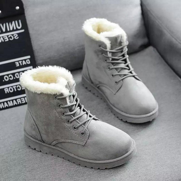 Berg-Feldt | High-Top Wildlederstiefel - Kunstfellfutter - Schnürung - Flache Gummisohle