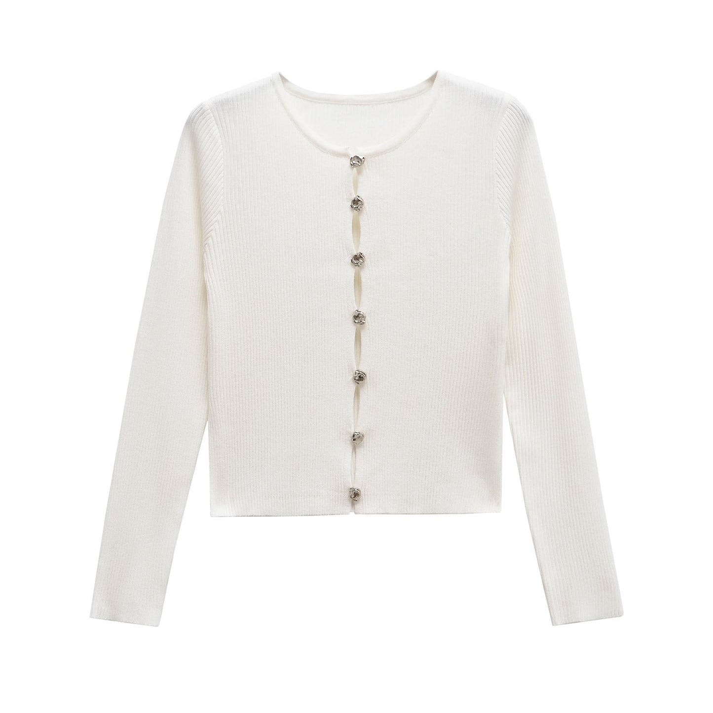 Berg-feldt Gilet long en maille côtelée pour femme avec boutons