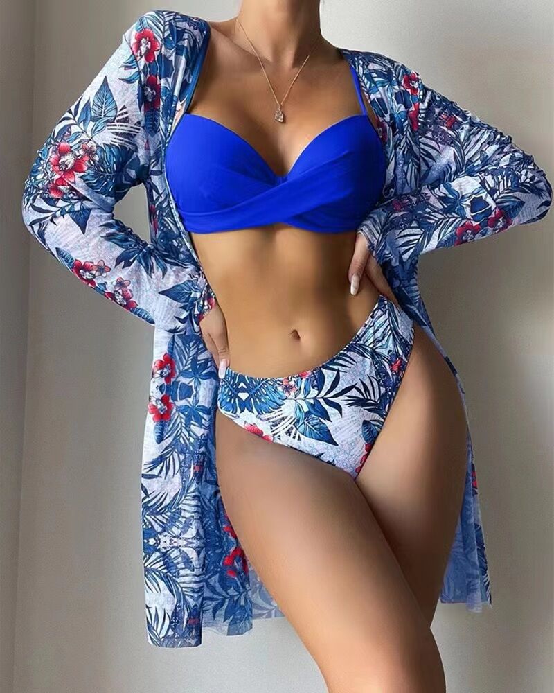 Ensemble Kimono de Plage pour Femme, Motif Floral, Fentes Hautes, de berg-feldt