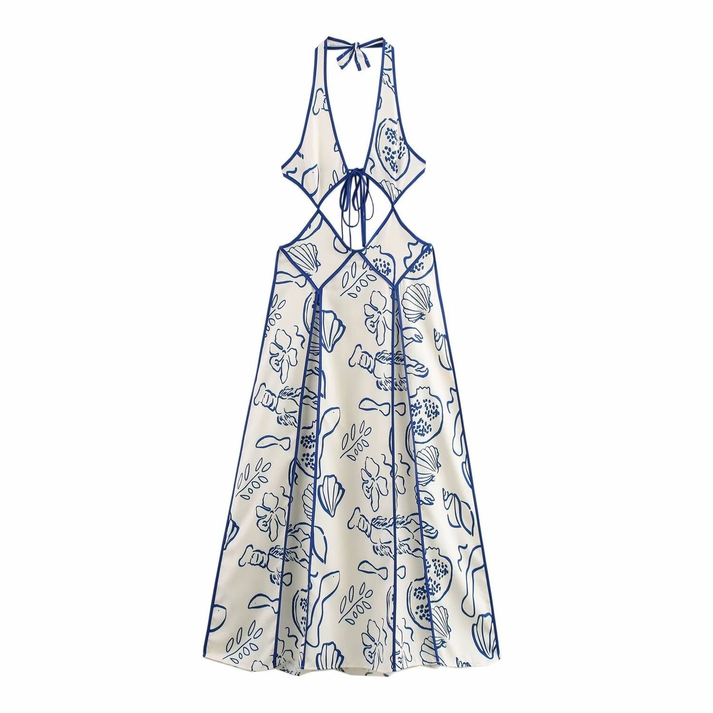Robe longue fendue dos nu à imprimé floral Berg-feldt pour femme