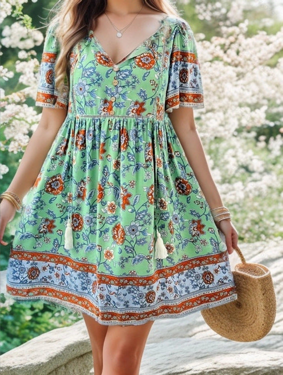 Robe décontractée élégante pour femme à imprimé floral et franges de berg-feldt