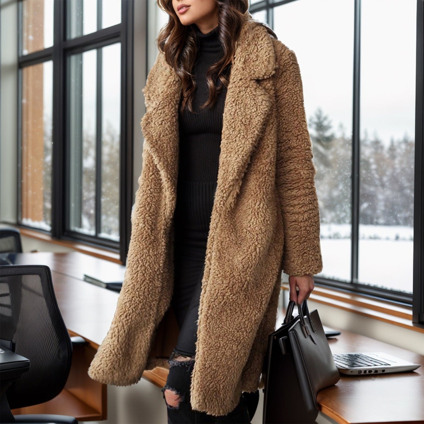 Manteau douillet oversize en fausse fourrure d'agneau Berg-Feldt pour femme