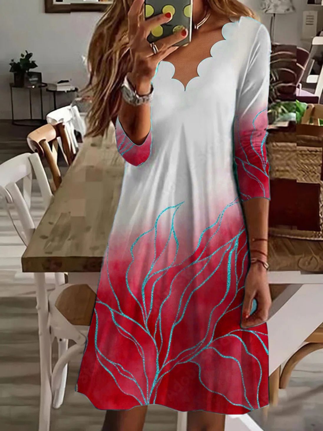 Robe de plage femme élégante à col en V et imprimé floral de berg-feldt