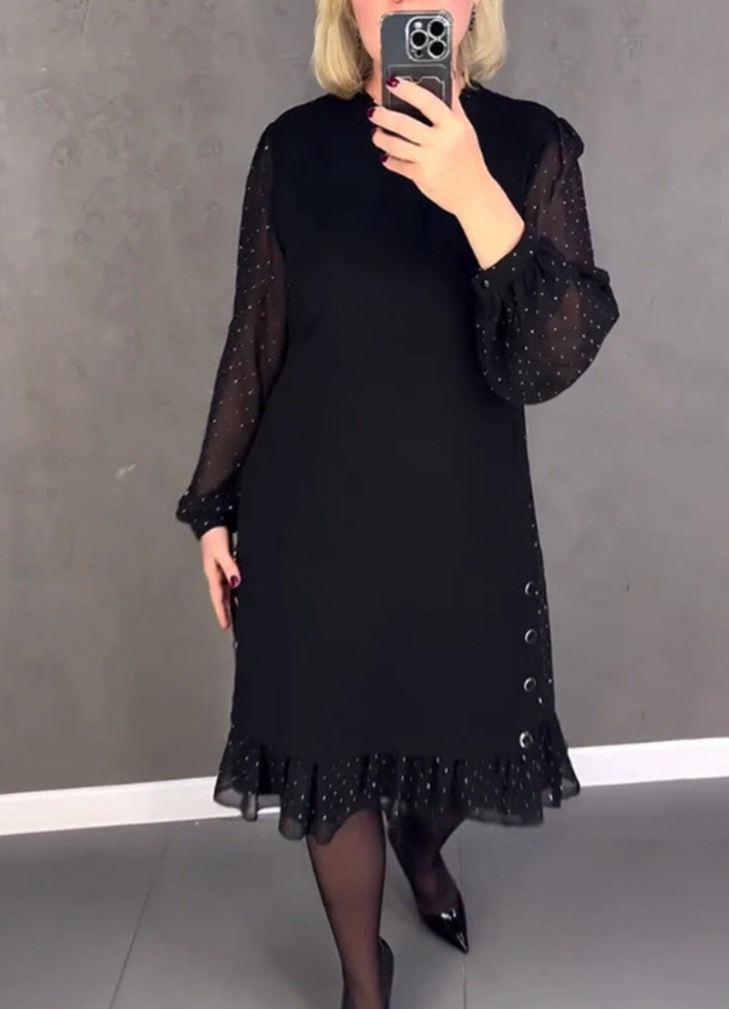 Robe Berg-Feldt pour femme avec manches bouffantes transparentes et ourlet volanté