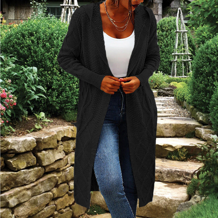 Gilet cardigan en maille à capuche avec motif torsadé de luxe pour femme Berg-Feldt