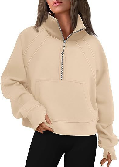 Pull-over douillet demi-zippé à capuche et poche kangourou Berg-Feldt pour femme