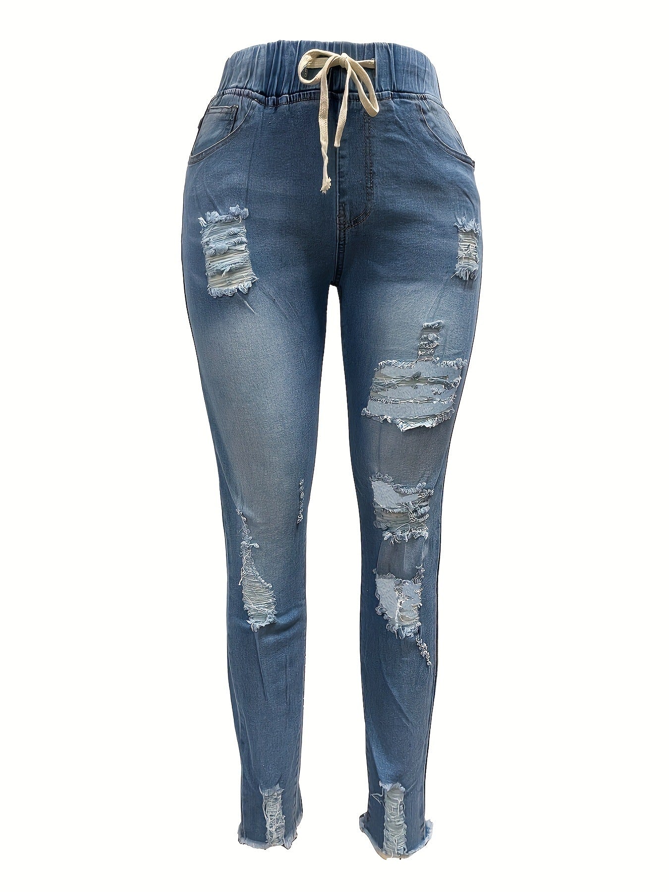 Jean-legging femme Berg-Feldt : coupe décontractée avec effets déchirés tendance
