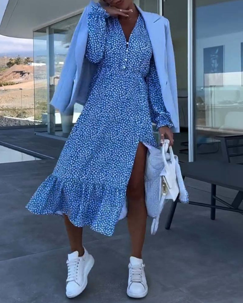 Robe à volants et à boutons Berg-Feldt pour femmes