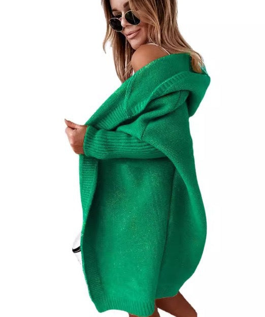 Damen-cardigan en maille confortable avec capuche et manches larges Berg-Feldt