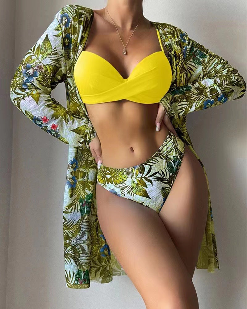 Berg-Feldt Maillot de Bain Kimono à motif tropical pour femme