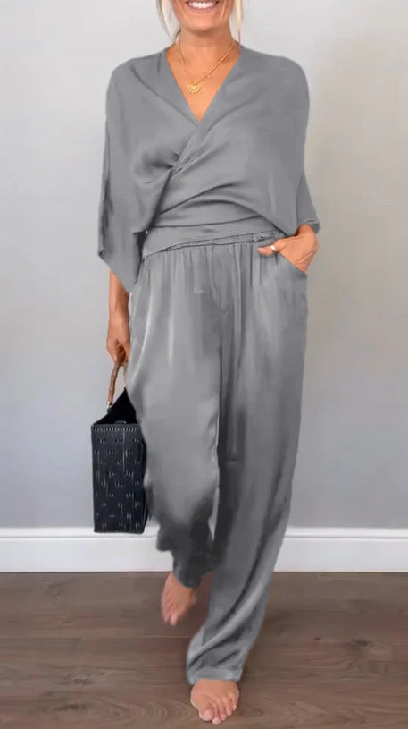 Wickel-Oberteil und weite Hose Damen Chiffon Zweiteiler berg-feldt