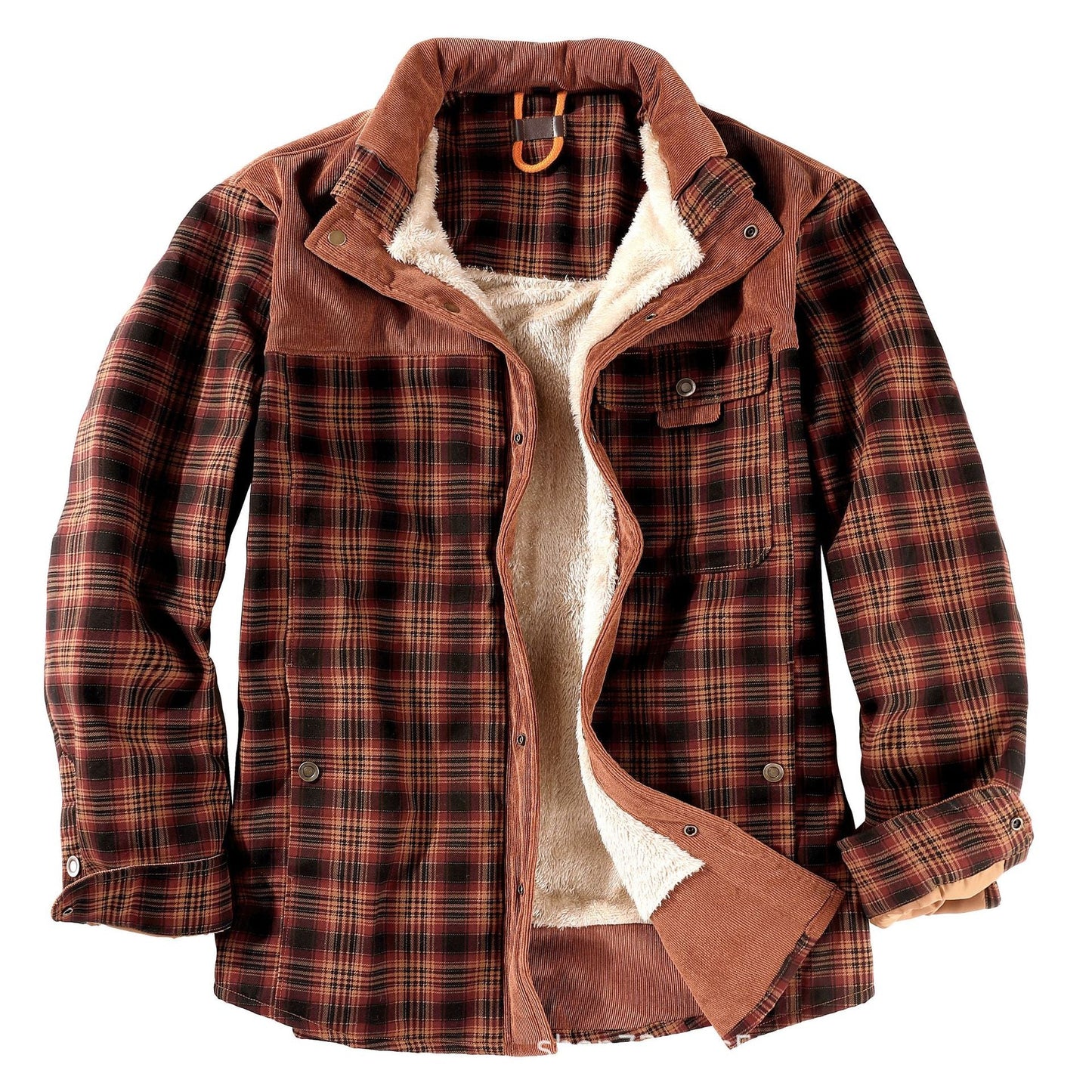 Veste à carreaux doublée pour hommes avec couche intérieure en polaire peluche et poches pratiques Berg-Feldt