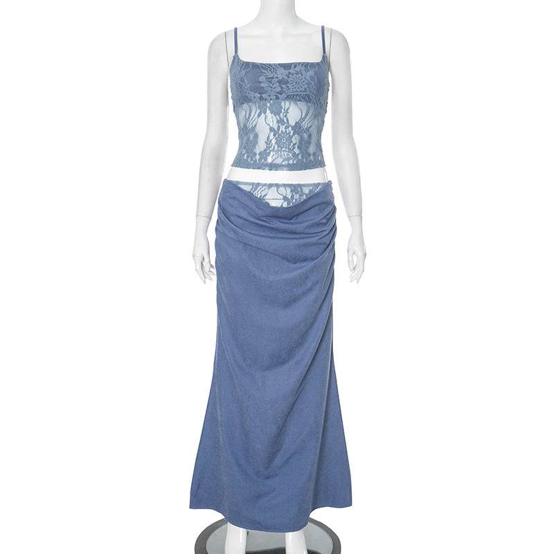 Maxikleid mit Spitze und Drapierung von berg-feldt