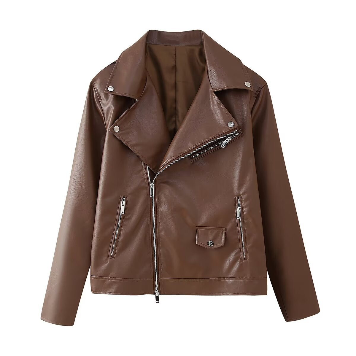 Blouson motard asymétrique zippé en similicuir pour femme de berg-feldt
