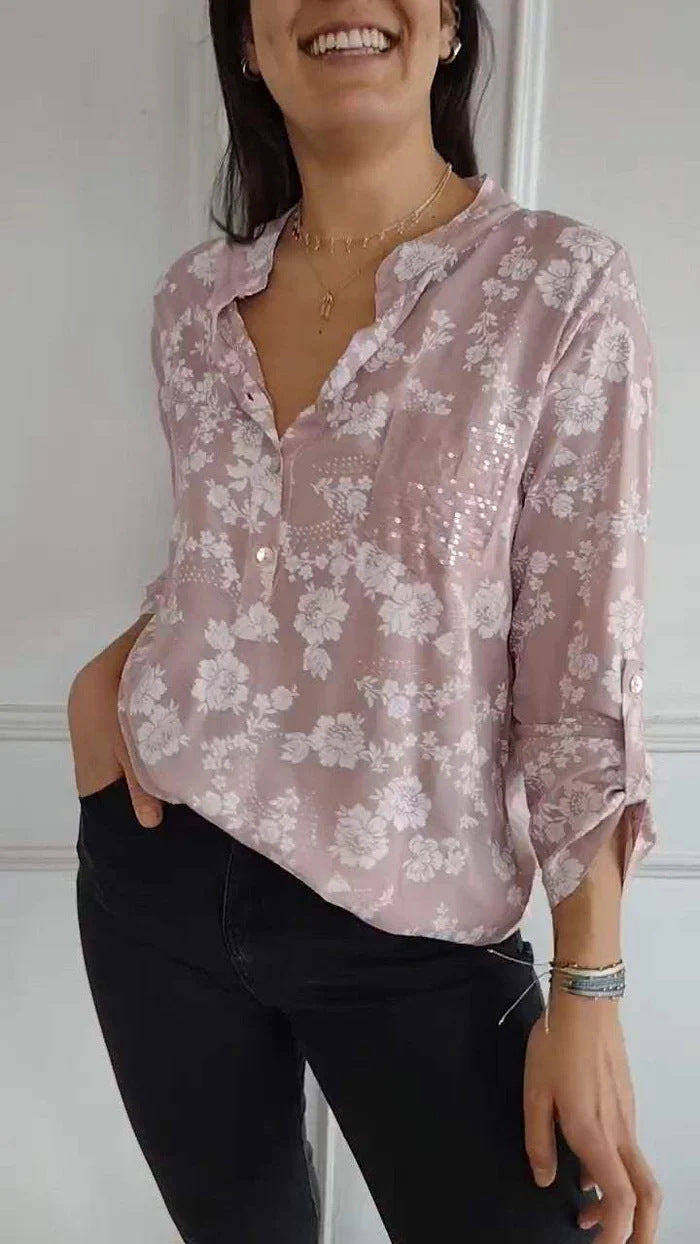 Chemisier femme à motif floral et sequins brillants, par berg-feldt