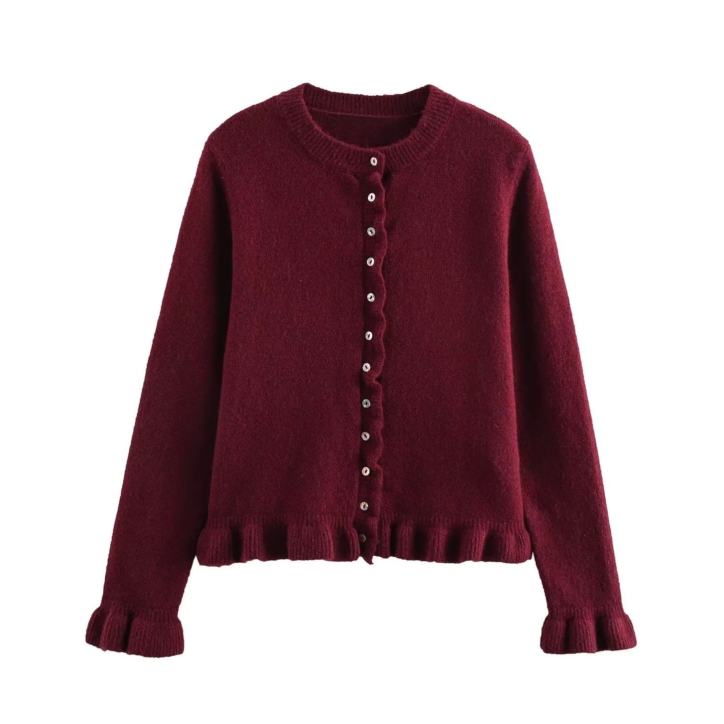 Cardigan femme Berg-Feldt avec ourlet à volants et patte de boutonnage