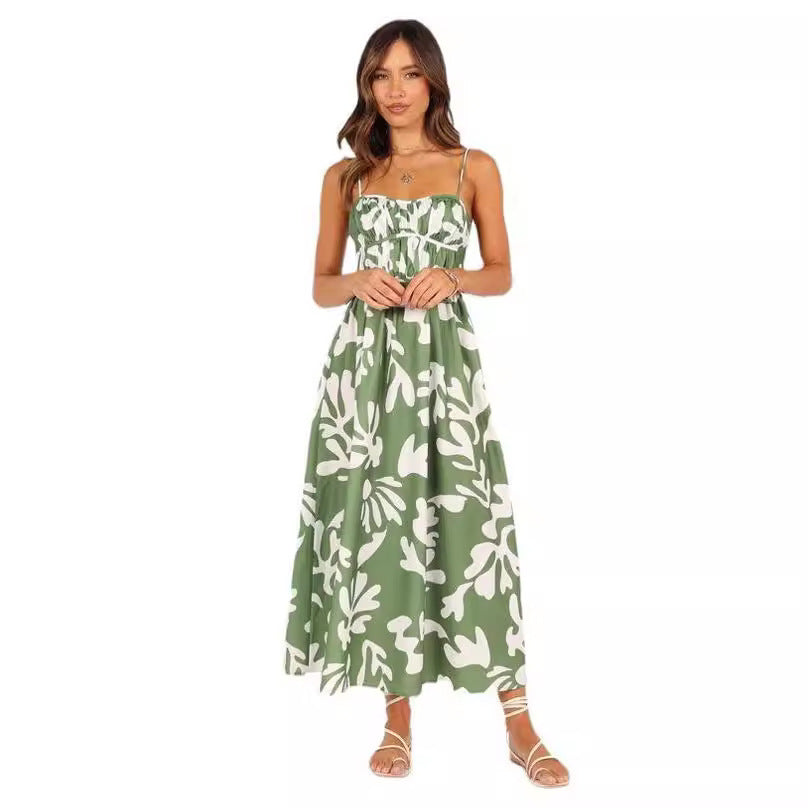 Robe longue pour femme avec détails smockés et bretelles réglables, par berg-feldt
