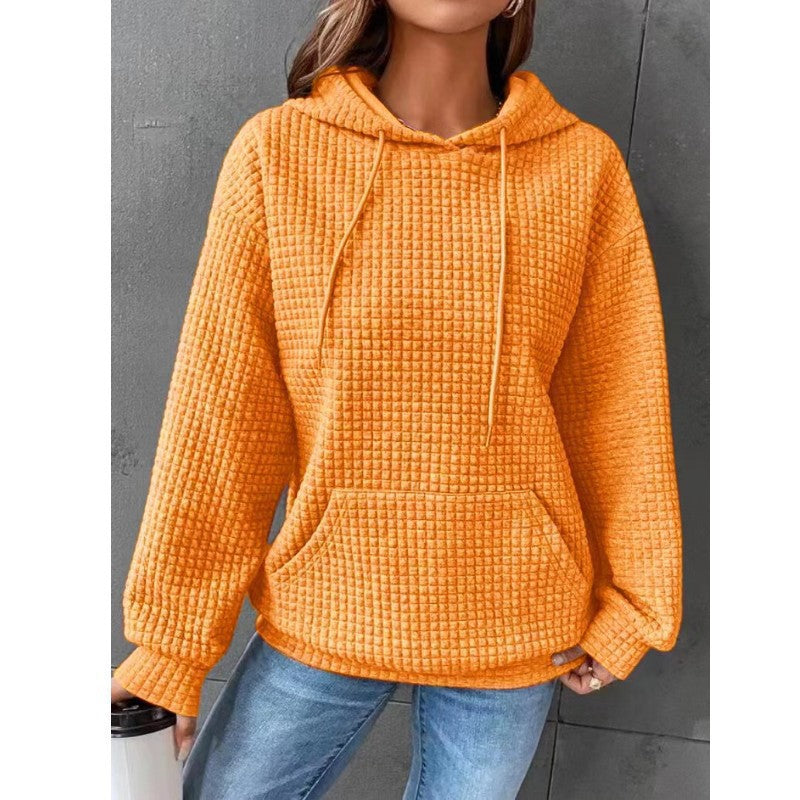 Sweat à capuche gaufré pour femme avec poche kangourou et coupe décontractée Berg-Feldt