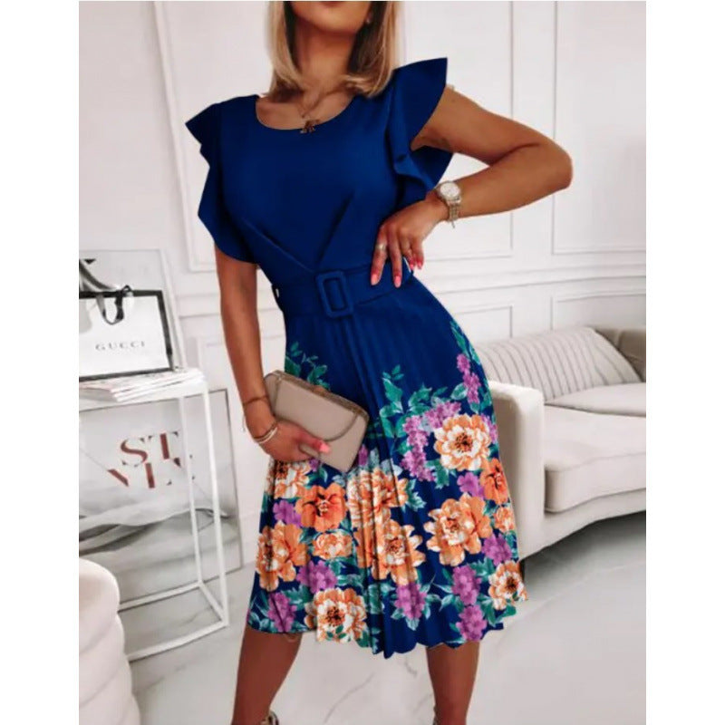Robe midi élégante pour femme avec volants et imprimé fleuri de berg-feldt
