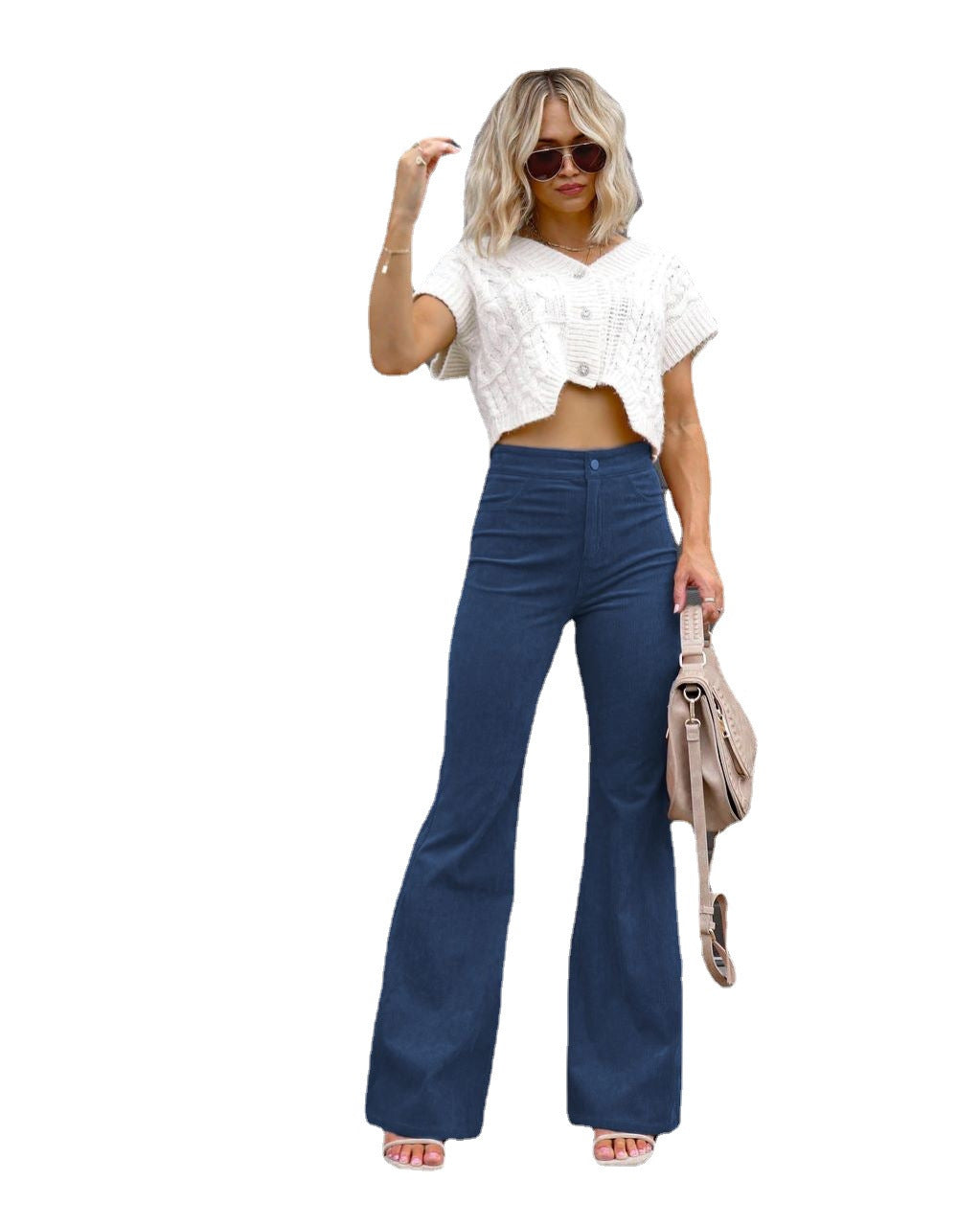 Damen Modische Hochbund-Flared-Jeans Berg-Feldt