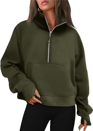 Pull-over douillet demi-zippé à capuche et poche kangourou Berg-Feldt pour femme