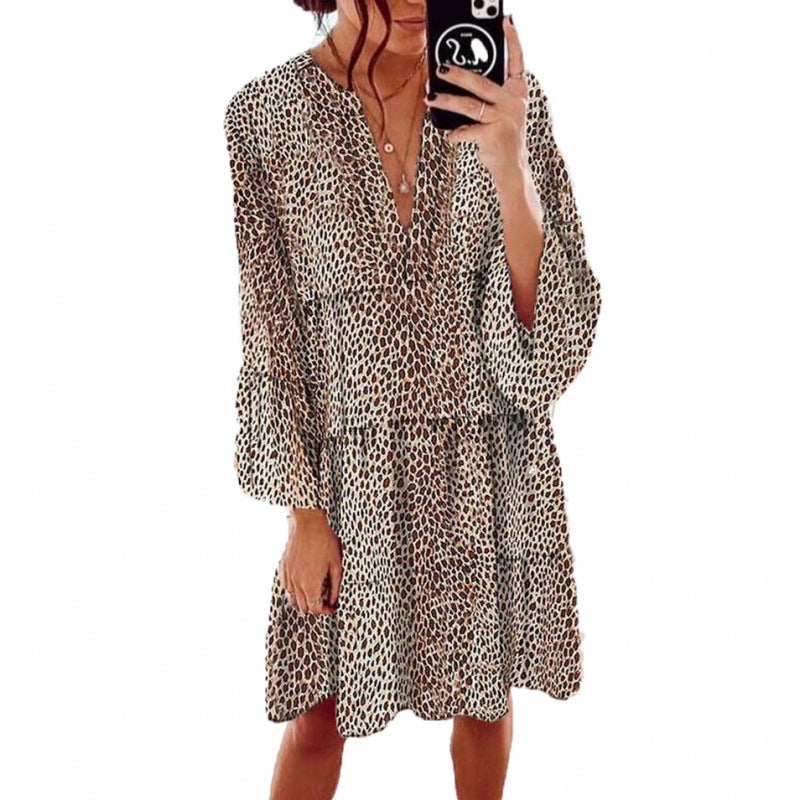 Robe femme Berg-Feldt à imprimé animal et manches trompette