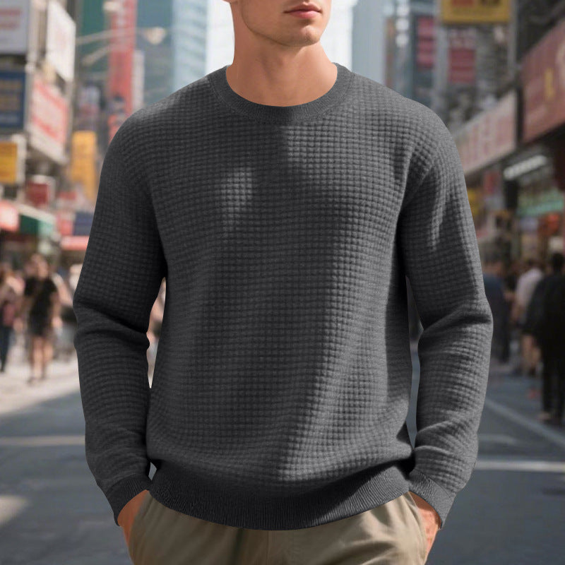 Herren warmer Pullover mit strukturiertem Gewebe und Rundhalsausschnitt Berg-Feldt