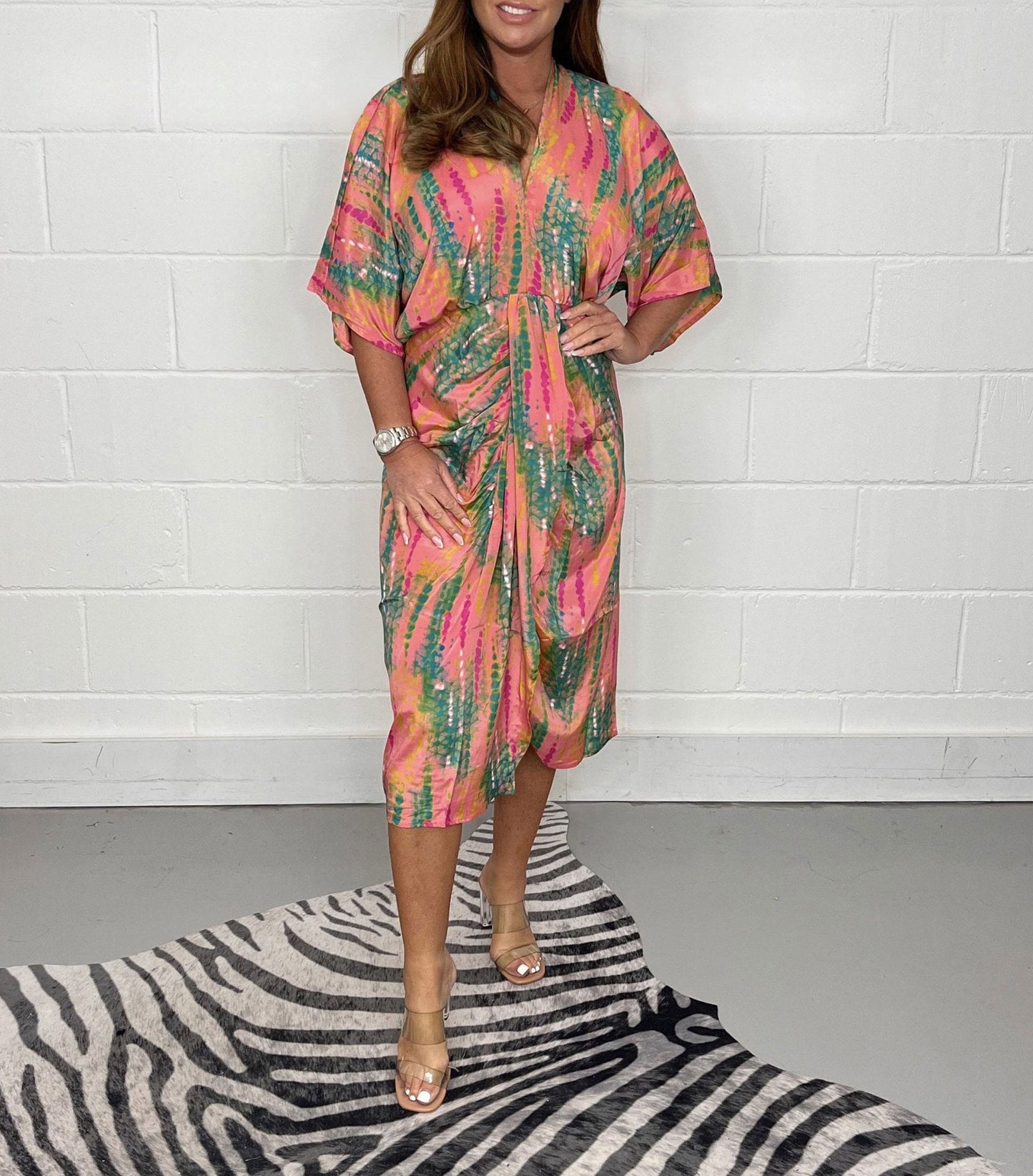 Robe caftan femme berg-feldt à motif graphique et taille élastique