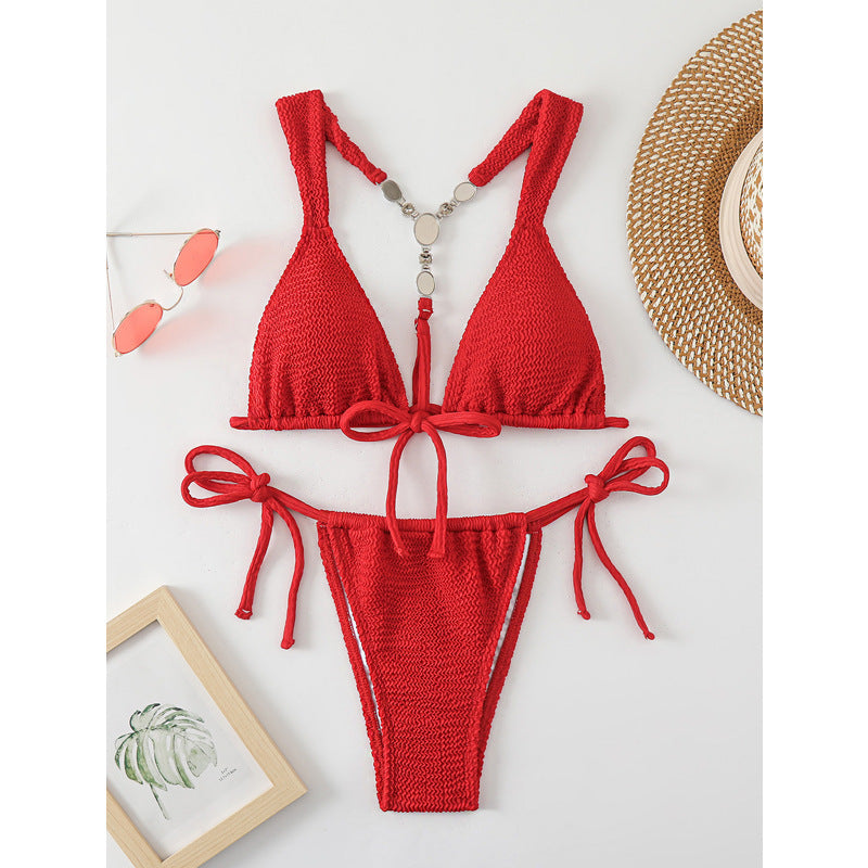 Ensemble de bikini Berg-Feldt pour femme avec liens à nouer sur le devant en crochet