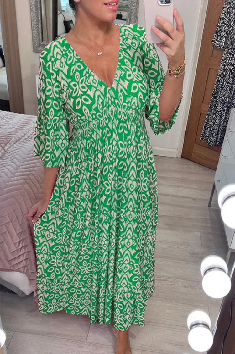 Robe longue pour femme avec col en V décontracté et manches larges berg-feldt