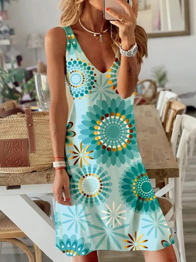 Berg-Feldt Robe d'été fleurie évasée pour femme