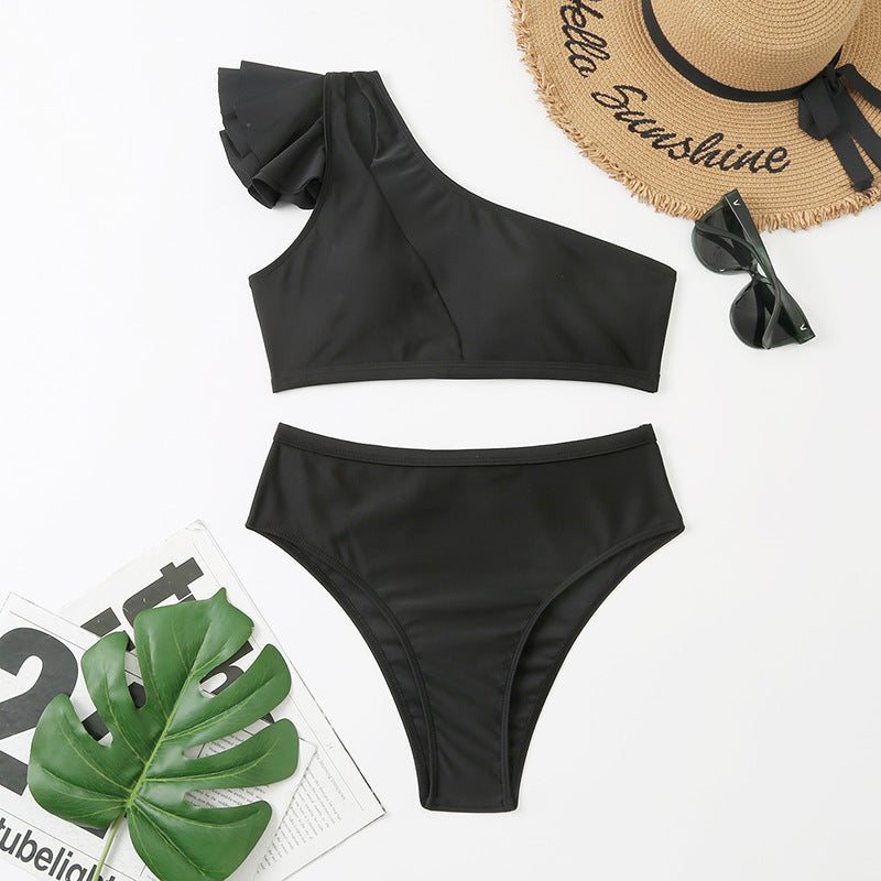 Haut de maillot de bain asymétrique à volants Berg-Feldt pour femme