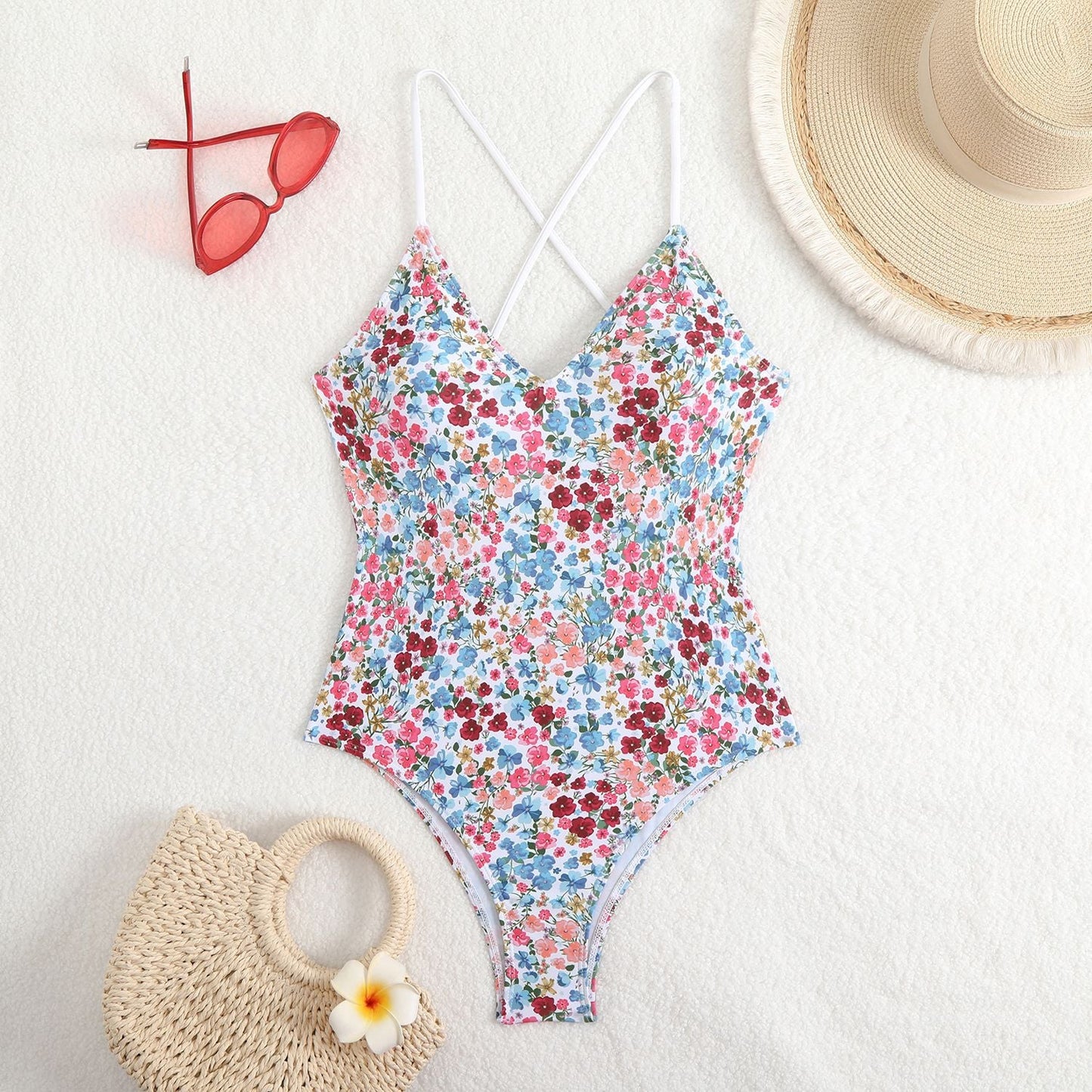 Maillot de bain femme Berg-feldt à motif floral et dos croisé
